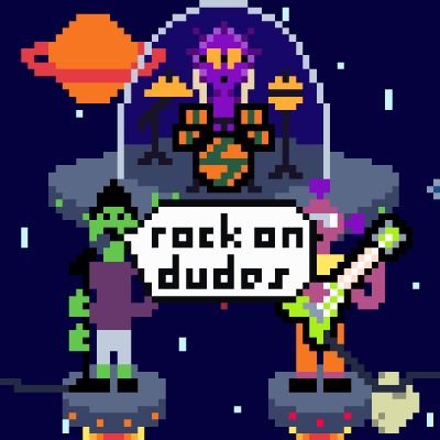 4,444 Pixel Punk Bands. A NFT project helping all the dudes and dudettes to keep rockin. Art by @greentoe_eth