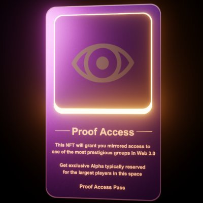 Granting our holders mirrored access to Alpha from the most exclusive Discord:
The PROOF Collective
Moonbird
BYAC (3x Holders)
https://t.co/9OvlziAE9g