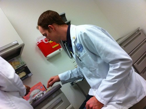 Toiling away as a second-year podiatry resident at Kaiser in Vallejo, CA.