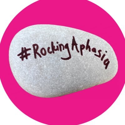 Design a pebble for Aphasia Aware June. Add #RockingAphasia. Tweets by Kathy, Carly, Abi, Kat, Kelly. See link tree for more.