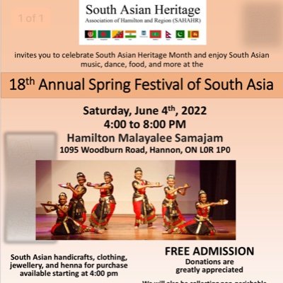 The South Asian Heritage Association of Hamilton and Region (SAHAHR) exists to educate the public on the rich heritage and culture of the South Asian community.