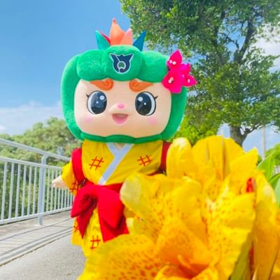 沖縄県南風原町(はえばる)の公式キャラクターはえるんだルン♪ 頭はカボチャ🎃にブーゲンビリアの花がチャームポイント🌻 南風原町の良いところを紹介していくルン🙌