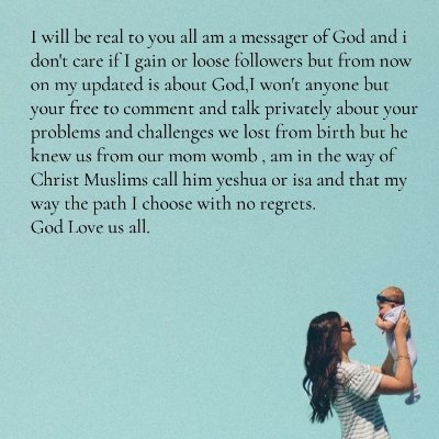 Rabbi36929830's profile picture. A messager of God and the follower of of Christ Jesus which the Muslims call isa. Am in no religion only in accordance to will of God.