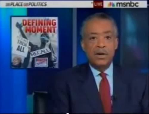 The teleprompter of MSNBC host Al Sharpton