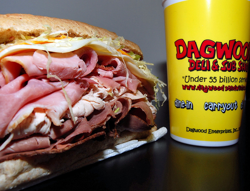 Established 1985.  The place for sandwiches made with delicatessen quality whole muscle meats (no processed meats here like the chains)! The original Dagwoods!