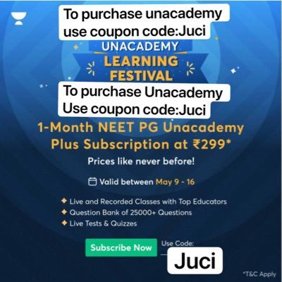 To purchase unacademy use coupon code:Juci