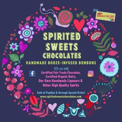 Hand painted, booze-infused chocolates, brought to you by Muddle Me This with Sarah! PopUps & Special Order #boozeinfusedbonbons #fairtradechocolate