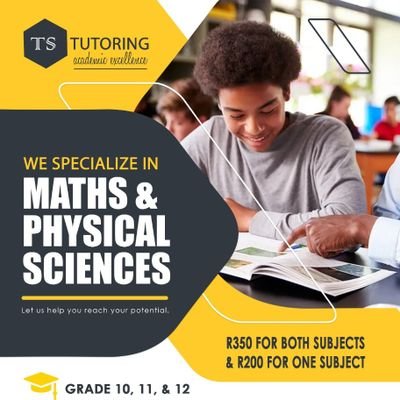 TS Tutoring
Mathematics and Physical sciences
Grade 10-12
Online sessions on Zoom