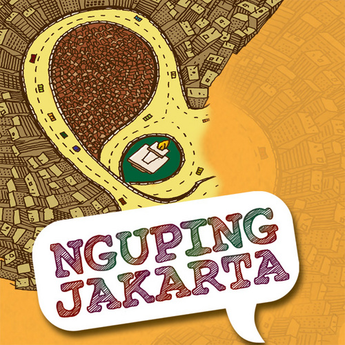 Akun resmi Nguping Jakarta yang menampilkan dialog absurd ibukota yang tertangkap di linimasa Twitter.