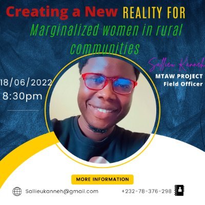 sallieu_kanneh's profile picture. Social and women's political empowerment activist. 
Project Officer, 
More Than a Woman project
SEND Sierra Leone.
