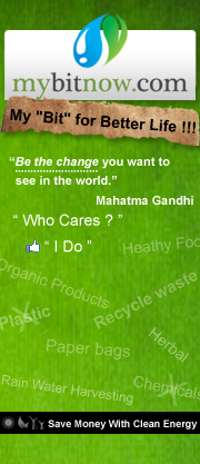MyBitnow's profile picture. Aim: To be a one stop store for eco-friendly & organic products
How?: Mybitnow gives every individual an opportunity to do their BIT for the environment