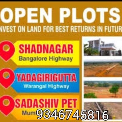 DTCP&Rera Approved Open Plots in Shadnagar & Yadagirigutta, Sadashivpet, Shabad please contact me 9346745816