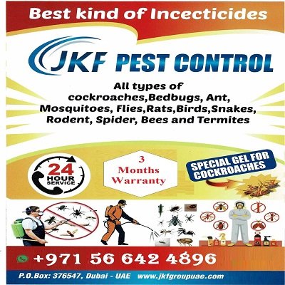 We are doing pest control for all types of cockroaches, bedbugs, Ant, rats, flies, birds, snakes, rodent, spider, bees and termites.

Whatsapp: 971566424896