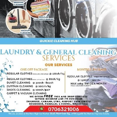 Professional in Laundry and General Cleaning Services within Nairobi at affordable prices 📞0706321006