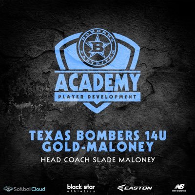 The official Twitter account Texas Bombers Gold National 14U - Bomber Academy team from North Texas region