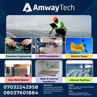 We are tech firm, our services include SOLAR|INVERTER| CCTV|AUTOMATION|COMPUTER ENGINEERING| WEBSITE DEVELOPMENT & APPLICATION| 07032242958,08037601884 ©2020