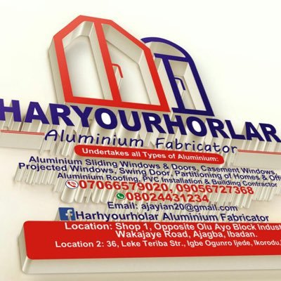 This is Ayoola aluminium fabricator expert in all kinds of aluminium windows and doors PVC installation aluminium roofing