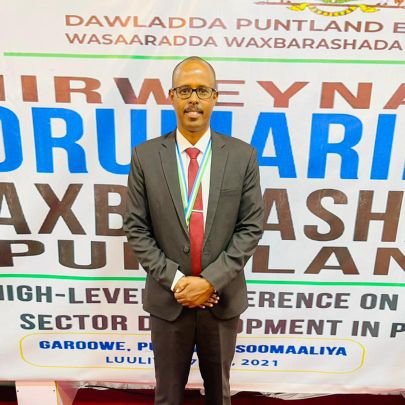 MA In Public Management, work at MoE Puntland, lecture at EAU garowe, political analysist.