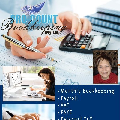 Pro Count Bookkeeping Pty Ltd Krugersdorp
Accounting is the Language of Business

• Monthly Bookkeeping

• Payroll

• VAT

• PAYE

• Personal TAX

• Transcribin