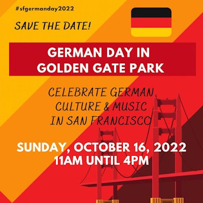 German Day in Golden Gate Park 2022 will take place on Sunday, October 16th, from 11 am to 4 pm.