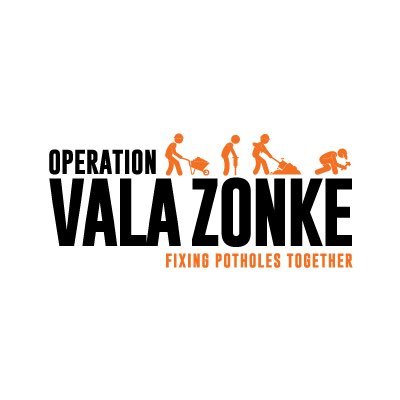 Operation Vala Zonke. Fixing potholes together, brought to you by The Department of Transport from a Provincial Roads Department and SANRAL.