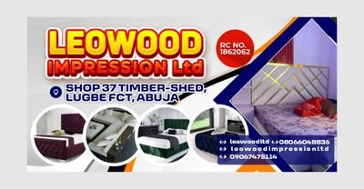 Leowood impression limited is registered 2020 with CAC, we are into furniture making such as house office work. Bedframe, Couch, wardrobe, kitchen cabinets etc.