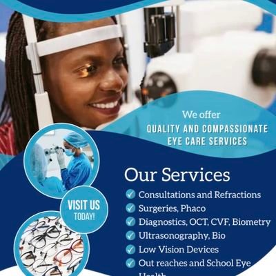 Eye consultations👩‍⚕️||
Eye surgeries👁||
Glasses and Contact lenses 🕶||
Eye diagnostics services⌨||
School eye health🏫||
Low Vision devices🔍