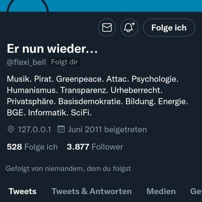 Bitte folgt @flexi_bell.
Der Account wurde erst gesperrt, dann gelöscht, ist aber unter dem alten Namen zurück.