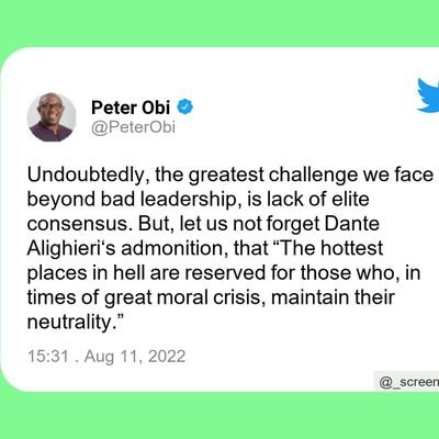 I am following all PETER OBI supporters, FB please, let's save Nigeria.  🙏