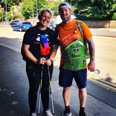 George & Cindy walked 350 miles in 14 days Glasgow to St Neots for @house_hectors & #SuicidePrevention. In memory of Pat Kenny; 💚 Pacing4Pat