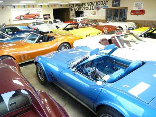 We try to keep about 70 corvettes in stock at all times.The years of corvettes we specialize in are 1953-1982(C1, C2, and C3 vettes).
