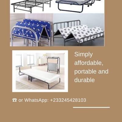 Looking for a space-saving solution for accomodating guests? Ambelle's metal foldable beds are the perfect options. Call 0245793466/0245428103 to order.