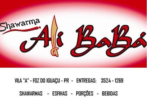 Shawarma Alibaba - A mais nova opção em Shawarma, esfihas e porções. Av. Garibaldi, 1198 - Vila A - Foz do Iguaçu - Pr
DISK ENTREGA - 3524 1269