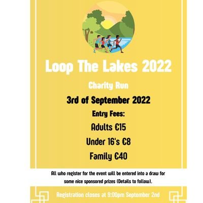 LoopTheLakes's profile picture. Annual Loop the Lakes Charity Fun Run 2022 Saturday 3rd 12 noon in Aid of @PietaHouse and @Sosad https://t.co/e9H7PTsuru