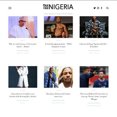 TalkTalkNigeria's profile picture. TalkTalkNigeria is a platform that brings Nigerian trending news and updates in politics, music, fashion, sport and entertainment.