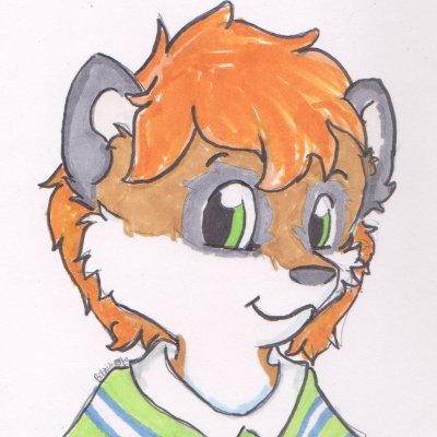 Orange haired babyfur Raccoon! 
The Earth has completed its orbit 33 times since I arrived. 
Background by @aliothfox ^^