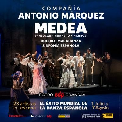 Desde 1995-Compañía de Danza Clásica Española y Flamenco
Dir.ANTONIO MÁRQUEZ, bailarín y coreógrafo
2021-PREMIO DEL PÚBLICO -XXV Festival de Jerez-MEDEA