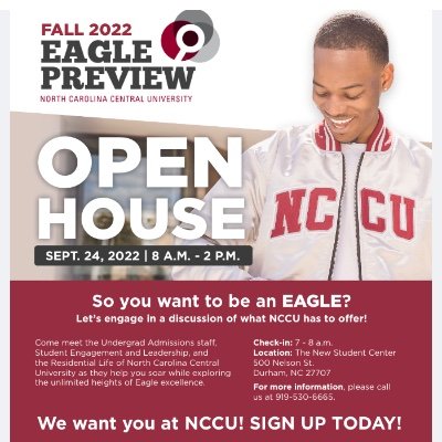 Thank you for reaching the Office of Undergraduate Admissions at North Carolina Central University in Durham, NC, a leading institution of higher education!