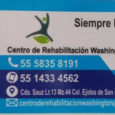 Centro de rehabilitación Washington
para más información comunicarse al teléfono: 56-33-43-54-85