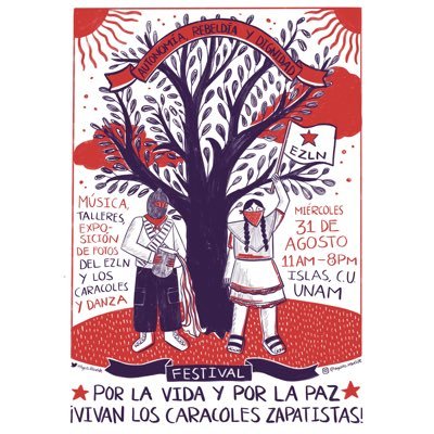 Actividades dislocadas en diversas geografías para celebrar 19 años de los Caracoles Zapatistas. #AgostoRebelde ❤️🖤✊🏽