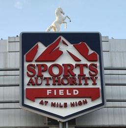 Sports Authority Field at Mile High.  Denver Broncos Mile High Stadium.  Denver, Colorado.  Official NFL Stadium of the Denver Broncos.