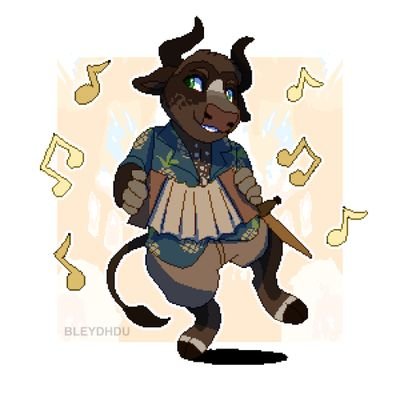 ThatDancingBull's profile picture. Dancer, DM, outdoor enthusiast, musician Minotaur??? I'm grabbing life by the horns (with consent) and riding it to its fullest.
sprite by @Bleydhdu
