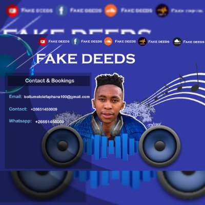 FAKE_DEEDS's profile picture. FAKE DEEDS is a Mosotho DJ, He Plays Afro House & Soulful Deep House.

Mᴜsɪᴄ Sʜᴀʟʟ Uɴɪᴛᴇ Us Tᴏᴅᴀʏ, Tᴏᴍᴏʀʀᴏᴡ & Fᴏʀᴇᴠᴇʀ - FAKE DEEDS