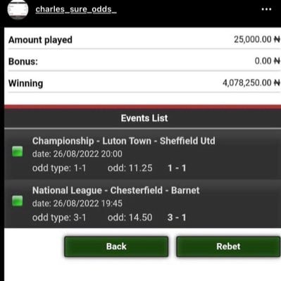 Daily sure odds for bet lovers only 💯💯❤️❤️