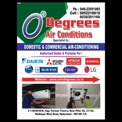 zerodegrees_ac's profile picture. Zerodegrees Airconditions is one of the most experienced Air Conditioning Specialists in Hyderabad,Andhrapradesh..Aircondition Authorised Sales & Service Dealer
