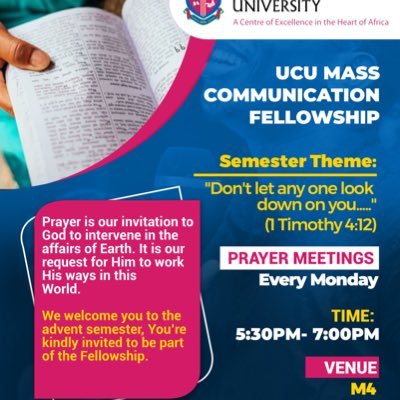 A @UCUniversity Bible believing fellowship for the students of Journalism & Communication. Meets every Monday at 6pm in M4. #Word #Faith #CatchUpSessions