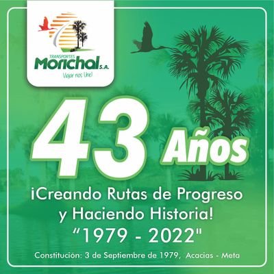 ¡Viajar nos Une! ¡43 Años 1979 al 2022, Creando de Progreso y Haciendo Historia!
Constitución: 3 de Septiembre de 1979, Acacias - Meta