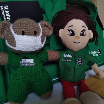 Local mascots out on @StJohnAmbulance adventures.

Olivia - Chief Mascot.
Billy Bear - Ambulance Mascot