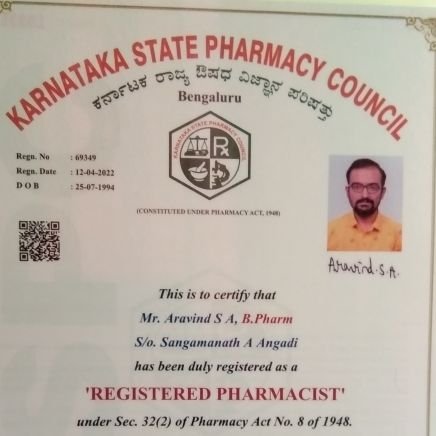 CLINICAL PHARMACIST (DOCTOR OF PHARMACY) .
Registered pharmacist.
RGUHS.