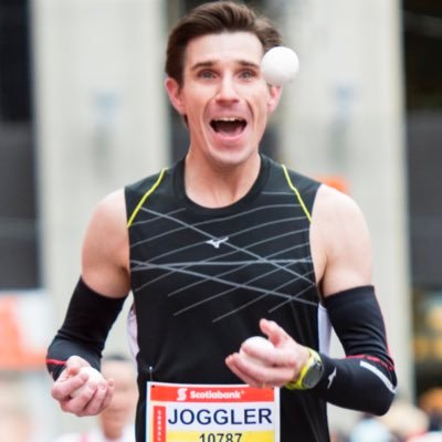 Joggler. Guinness World Record holder for fastest #joggling marathon: 2:50:12 (MEE-CULL) 
https://t.co/RaCK8vQLAP